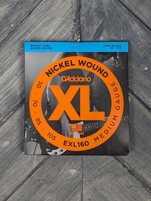 D'Addario Bass Strings D'Addario EXL160 Medium 50-105 Nickel Wound 4 String Long Scale Bass Guitar Strings