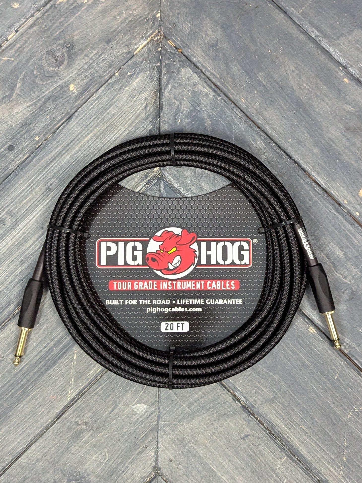 Pig Hog Cable Pig Hog PCH20BK 20ft Black Woven Straight to Straght Instrument Cable