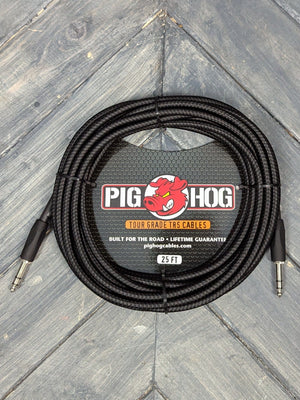 Pig Hog Cable PIG HOG PTRS25BK VINTAGE SERIES “BLACK WOVEN” TRS CABLE, 25 FT