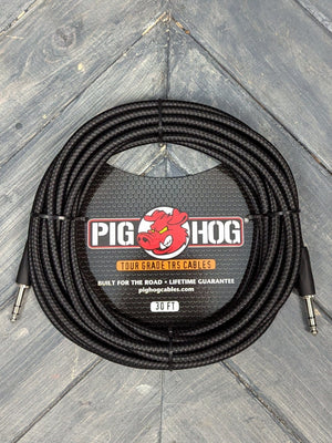 Pig Hog Cable PIG HOG PTRS30BK VINTAGE SERIES “BLACK WOVEN” TRS CABLE, 30 FT