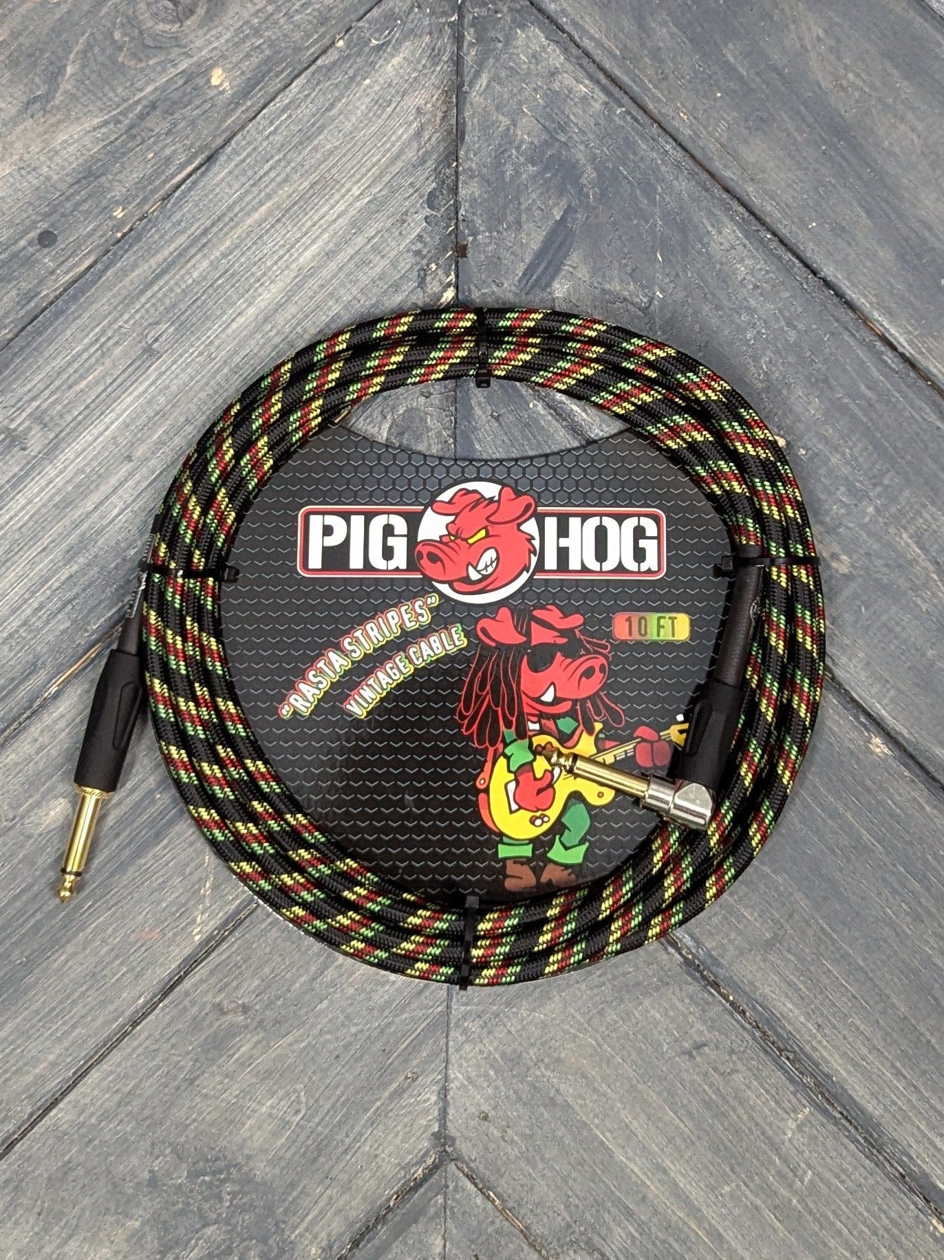 Pig Hog Cable Pig Hog Rasta PCH10RAR 10ft Straight to Right Angle Instrument Cable