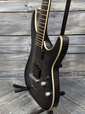 Used Schecter C-1 Platinum treble side view of the body