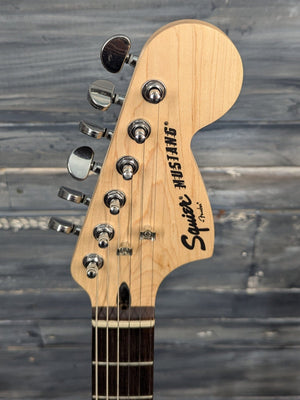 Used Squier Bullet Mustang HH front of the headstock