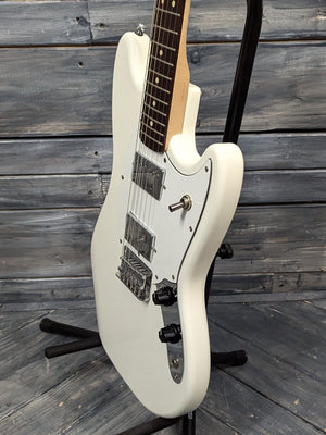 Used Squier Bullet Mustang HH treble side view of the body