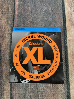 D'Addario Acoustic Guitar Strings D'Addario EXL160M Medium 50-105 Nickel Wound 4 String Medium Scale Bass Guitar Strings