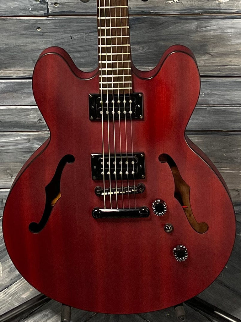 Used Epiphone 2005 Dot Studio Semi-Hollow Electric Guitar with Gig Bag-  Worn Cherry